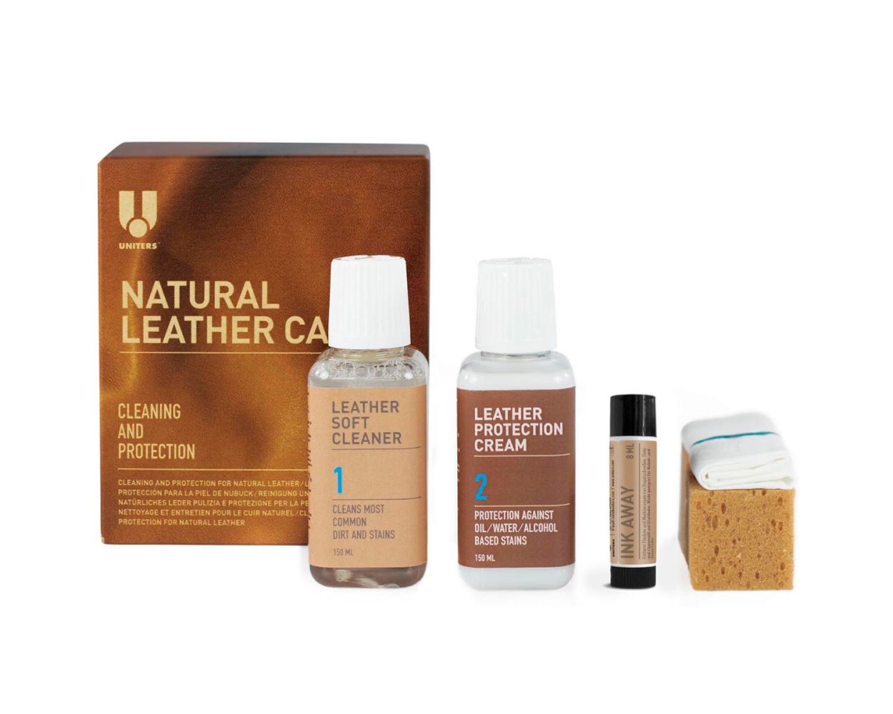 Uniters Natural Leather Care Kit 150 ml + Ink Away